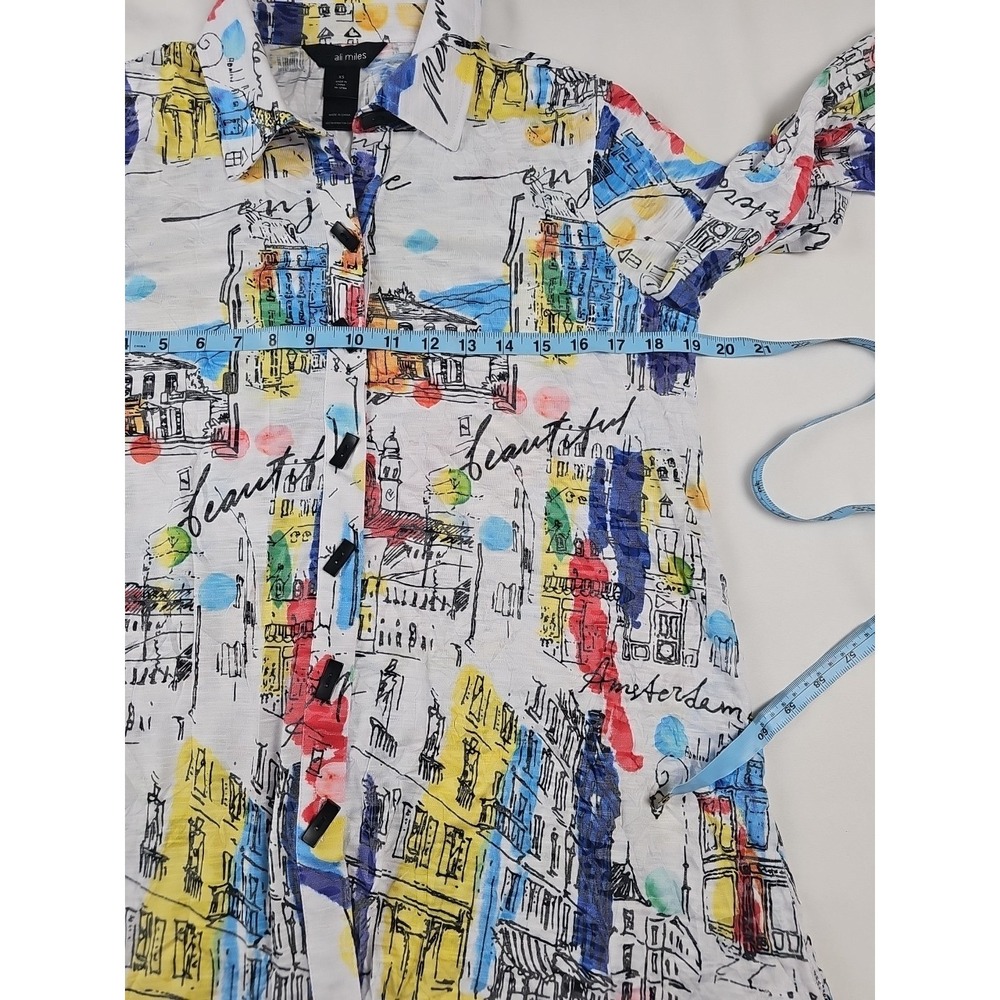Ali Miles Abstract City Scape Tunic Top Blouse Lagenlook Wearable Art size XS - Picture 3 of 5